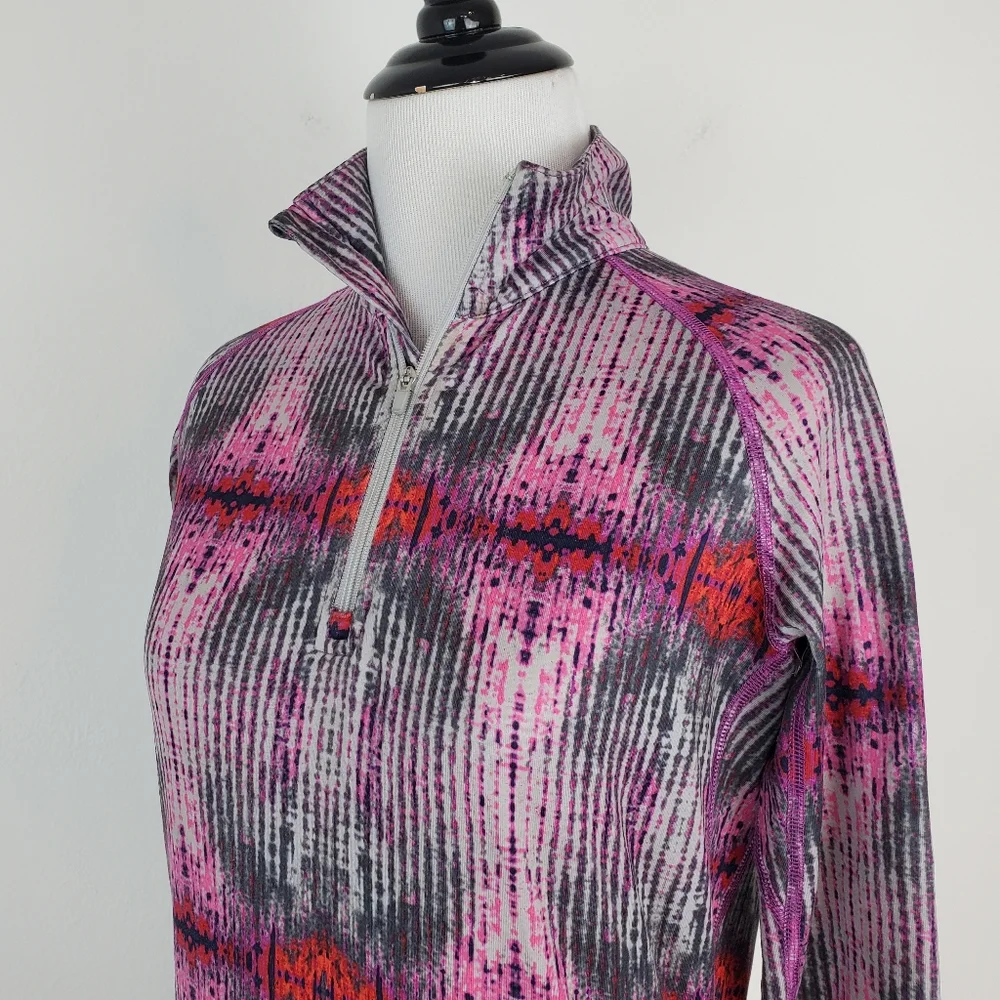 Nike Pro Combat Pullover Quarter Zip Ikat Tie Dye Print Active Workout Layering